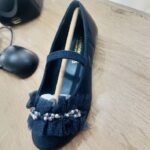 navy-blue flat shoe